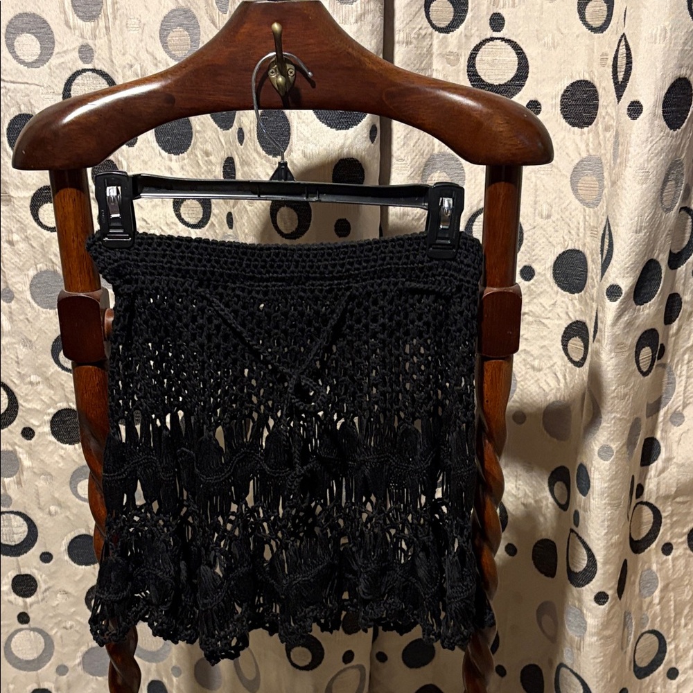 NWT India Boutique Black Crochet Skirt